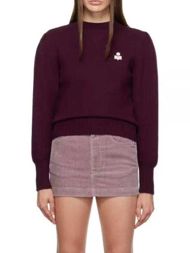 Kelaya Embroidered Logo Knit Top Dark Plum - ISABEL MARANT - BALAAN 1