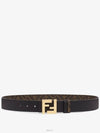 FF Buckle Pattern Reversible Leather Belt Black - FENDI - BALAAN 4
