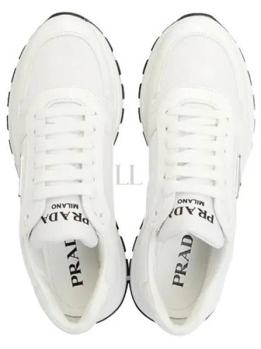 Logo Re-Nylon Brushed Leather Low Top Sneakers White - PRADA - BALAAN 2