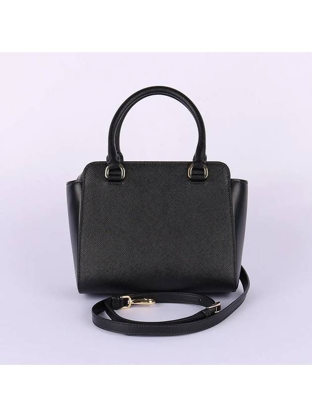 Triangle Logo Saffiano Leather Mini Tote Bag Black - PRADA - BALAAN 3