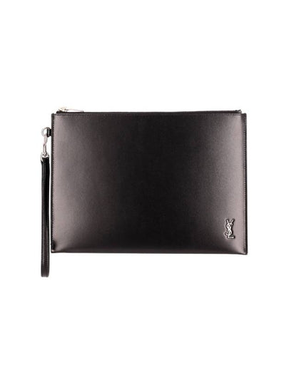 Tiny Monogram Silver Clutch Bag Black - SAINT LAURENT - BALAAN 2