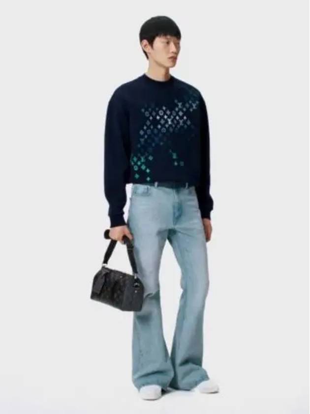 Embroidered cotton sweatshirt midnight blue 1AFVBC - LOUIS VUITTON - BALAAN 1