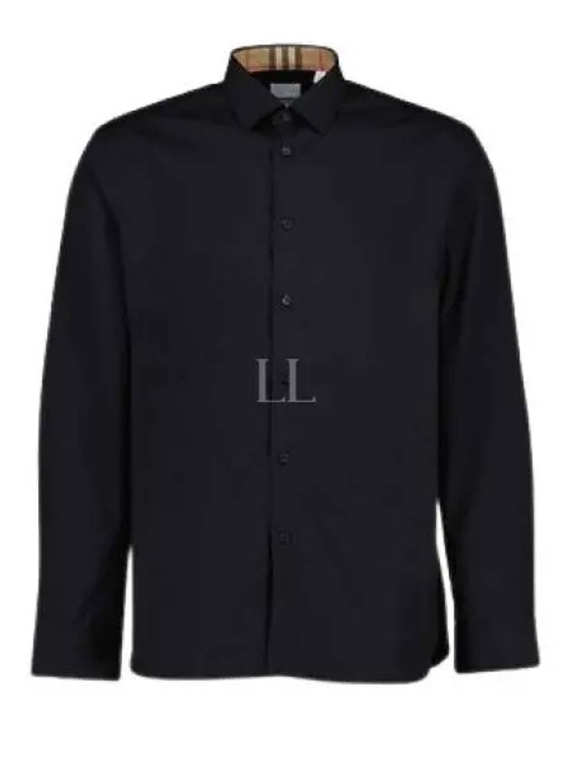 Embroidered EKD Stretch Cotton Long Sleeve Shirt Black - BURBERRY - BALAAN 2