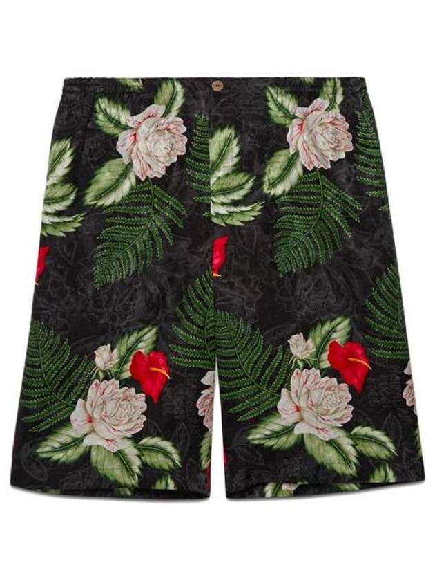 Men's Hawaiian Print Viscose Shorts Green Red White - GUCCI - BALAAN 2