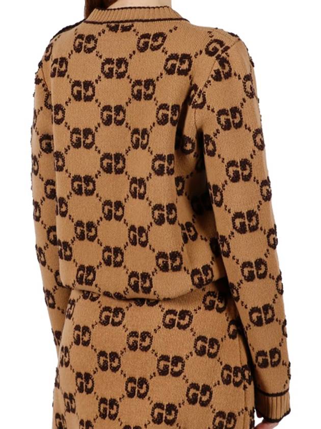 GG Bouclé Jacquard Crew Neck Wool Knit Top Camel - GUCCI - BALAAN 3