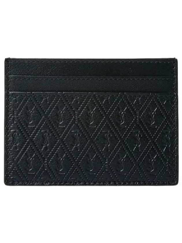 Monogram Pineapple Print Card Wallet Black - SAINT LAURENT - BALAAN 2