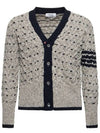 4 Bar Stripe Cable Knit Cardigan Grey - THOM BROWNE - BALAAN 2