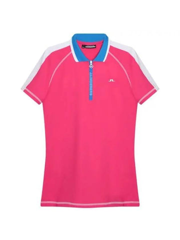 Kourtney Short Sleeve Polo Shirt Azalea - J.LINDEBERG - BALAAN 1