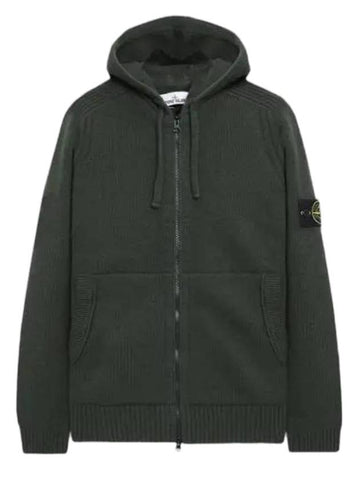 Wappen Patch Wool Zip Up Hoodie Green - STONE ISLAND - BALAAN 1