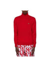 Men's Embroidered Logo Knit Turtleneck Red - VIVIENNE WESTWOOD - BALAAN 3