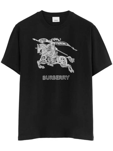 Embroidered EKD Cotton T-Shirt Black - BURBERRY - BALAAN 1