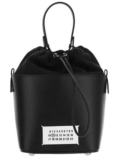 5AC Number Logo Texture Leather Bucket Bag Black - MAISON MARGIELA - BALAAN 2