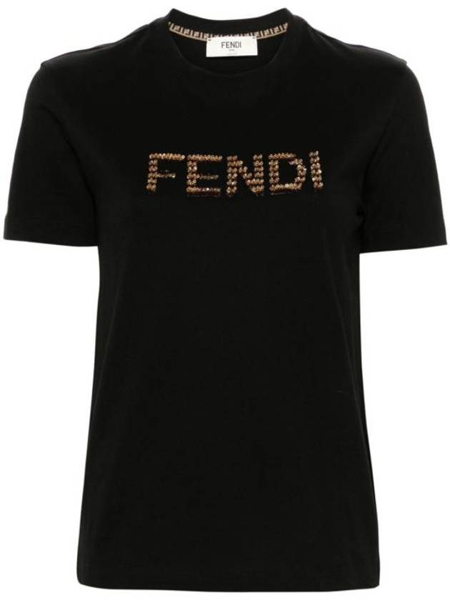 Short Sleeve T Shirt FS725 4AS8G F0GME Black - FENDI - BALAAN 1