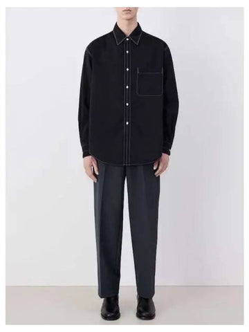 Men s Easy Shirt Blouse Southern Contrast Stitching Black Domestic Product GM0024090552476 - LEMAIRE - BALAAN 1