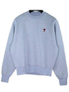 Cotton Heart Logo Sweatshirt Blue - AMI - BALAAN 2