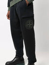 Embroidered Logo Sweat Jogger Track Pants Black Dark Green - STONE ISLAND - BALAAN 3