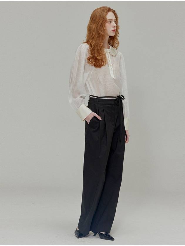 Ribbon cotton two tuck wide pants_Black - OPENING SUNSHINE - BALAAN 3