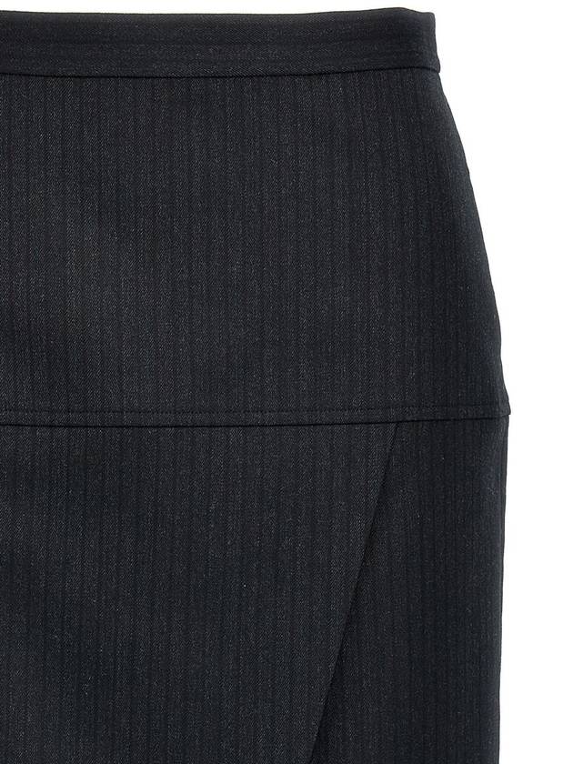 Pinstripe Wool Pencil Skirt Black - FENDI - BALAAN 4