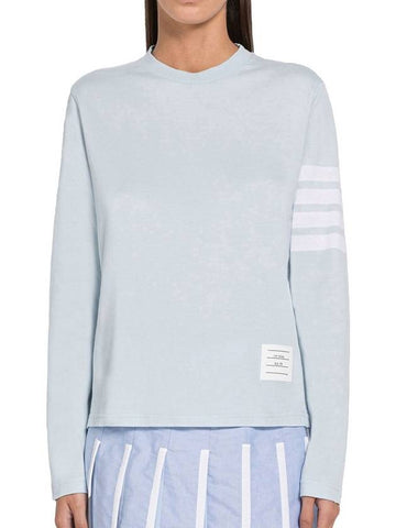 Jersey 4-Bar Long Sleeve T-Shirt Ligh Blue - THOM BROWNE - BALAAN 1