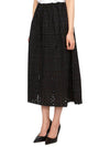 Embroidered Anglaise Midi Cotton A-Line Skirt Black - GANNI - BALAAN 3