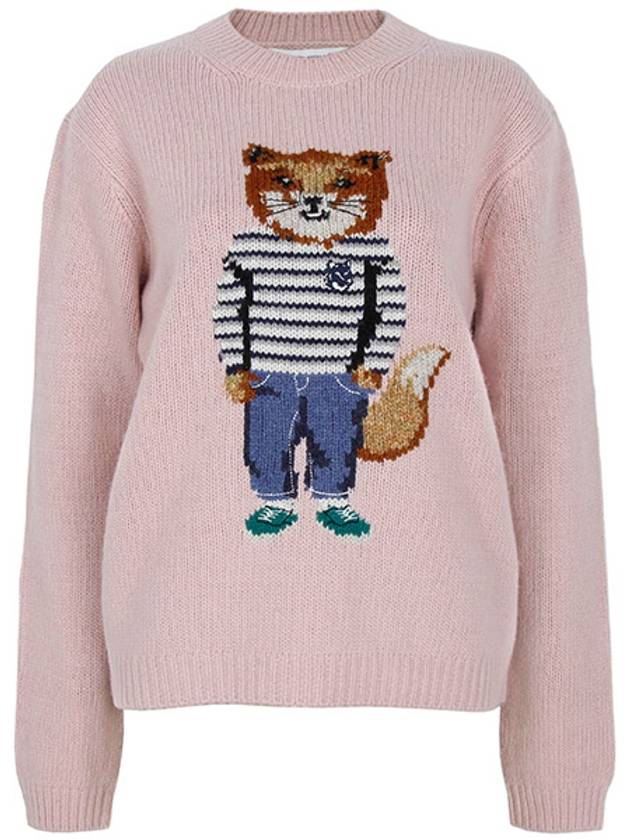 Dressed Fox Intarsia Knit Top Light Pink - MAISON KITSUNE - BALAAN 2