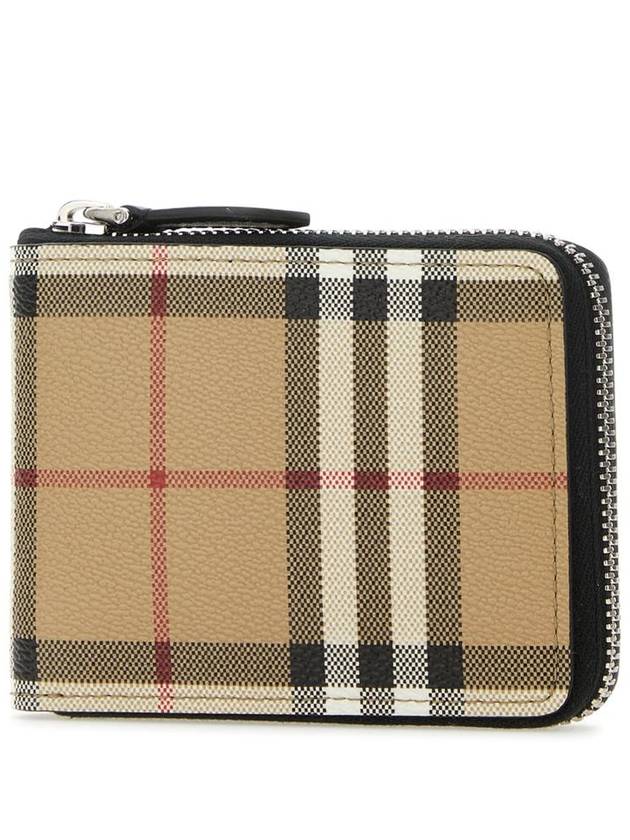 Checked Zipped Half Wallet Beige - BURBERRY - BALAAN 3