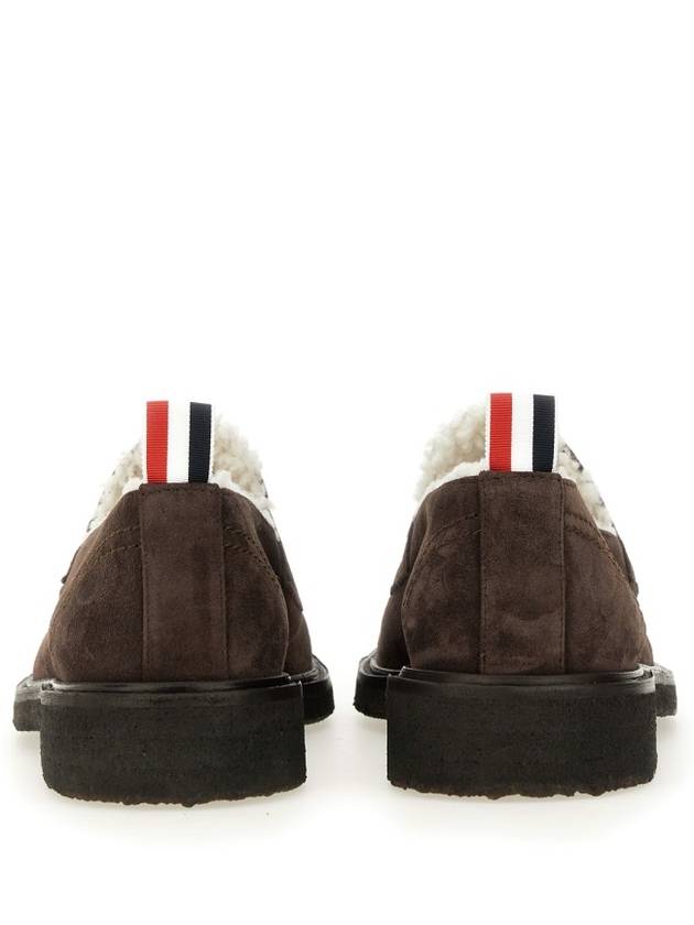 Shearling Lining Suede Penny Loafers Brown - THOM BROWNE - BALAAN 4