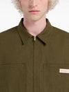 Logo Patch Zip-Up Long Sleeve Shirt Green - MARNI - BALAAN 6