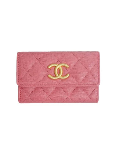 Gold Hardware CC Logo Calfskin Flap Half Wallet Pink - CHANEL - BALAAN 1