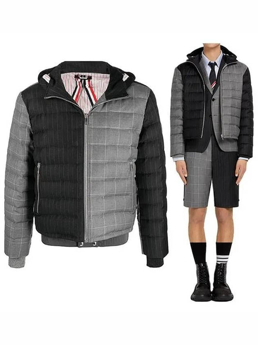 Men's Down Pinstripe Jacket Black Gray - THOM BROWNE - BALAAN.