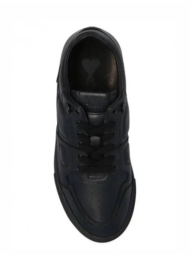 Heart Logo Patch Leather Low Top Sneakers Black - AMI - BALAAN 5