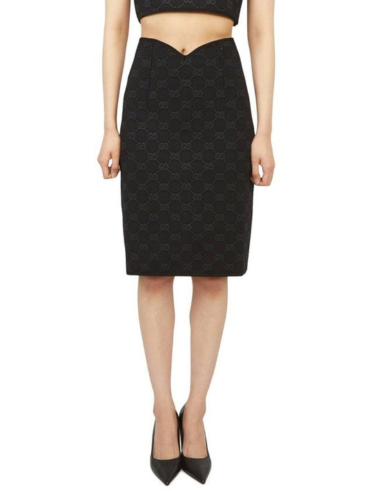 Women's GG Crepe Viscose Pencil Skirt Black - GUCCI - BALAAN 2