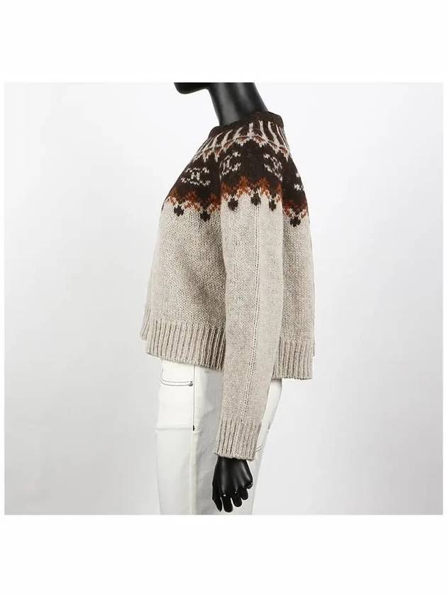 Fair Isle Motif Wool Knit Top Grey - CELINE - BALAAN 4