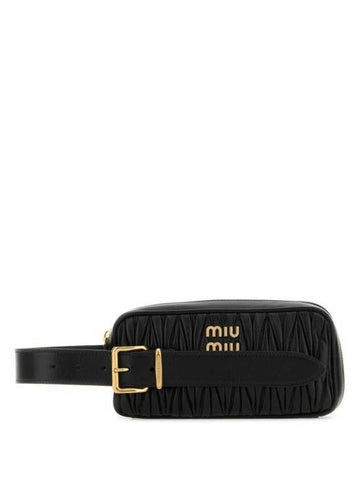 Matelasse Nappa Leather Clutch Bag Black - MIU MIU - BALAAN 1