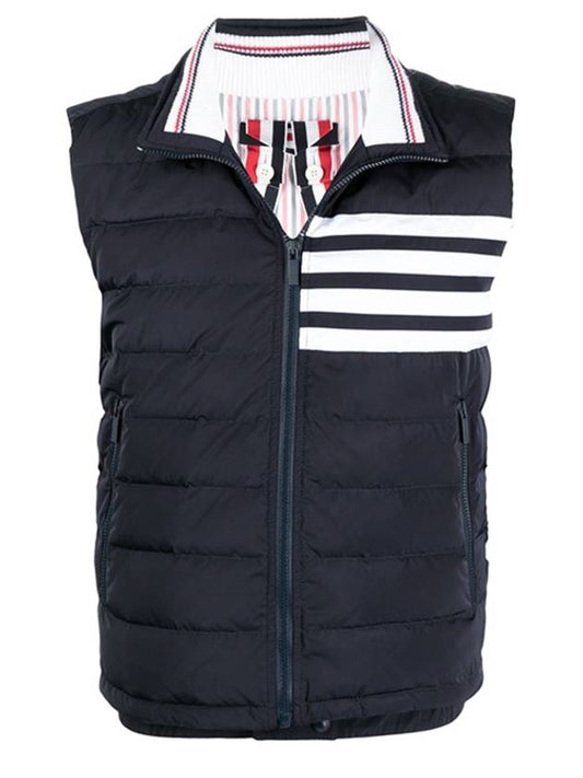 4 Bar Poly Twill Down Vest Navy - THOM BROWNE - BALAAN 2