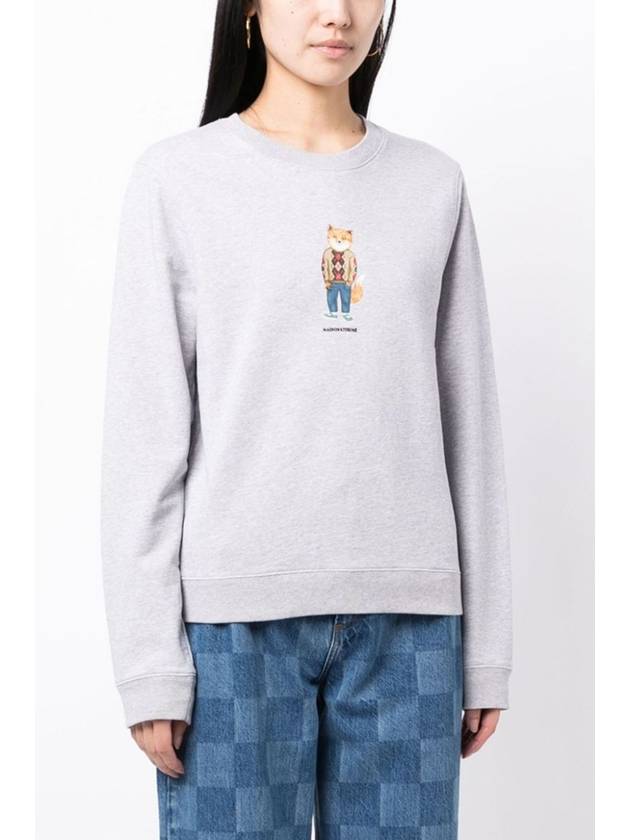 Women's Dress Fox Printing Sweatshirt Grey - MAISON KITSUNE - BALAAN 5