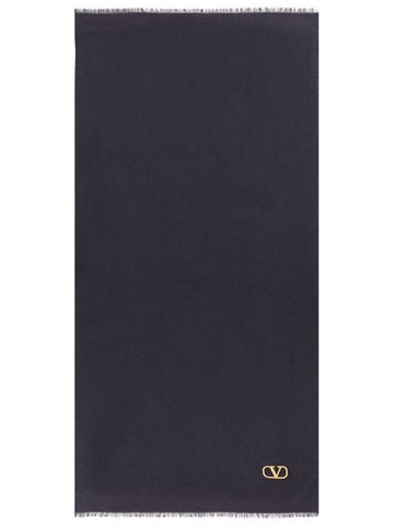 Fringe Edge Scarf Navy - VALENTINO - BALAAN 1