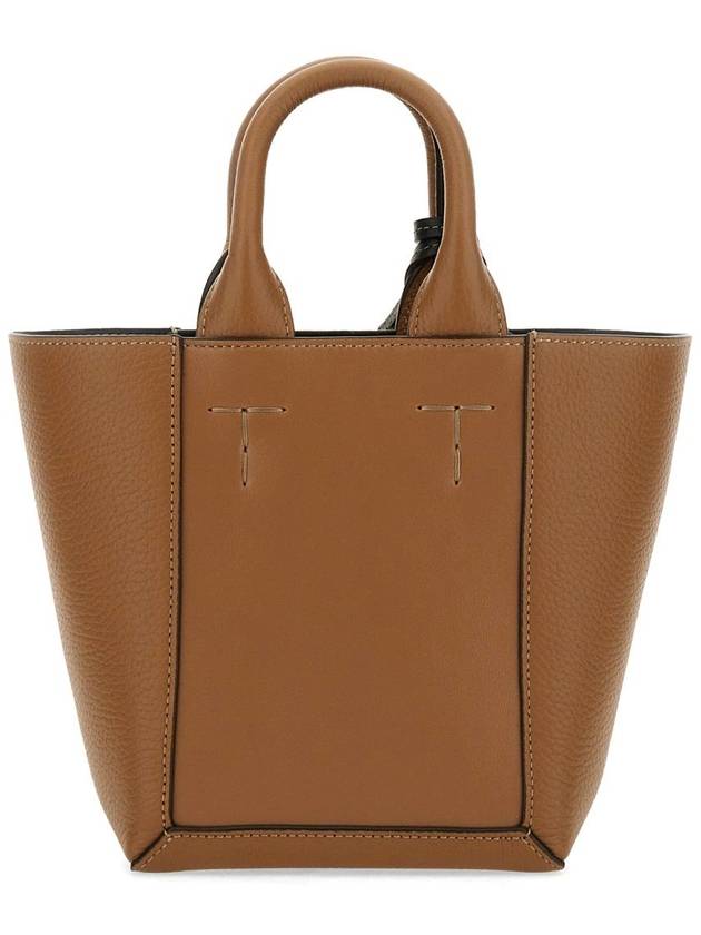 Double Up Leather Tote Bag Brown - TOD'S - BALAAN 4