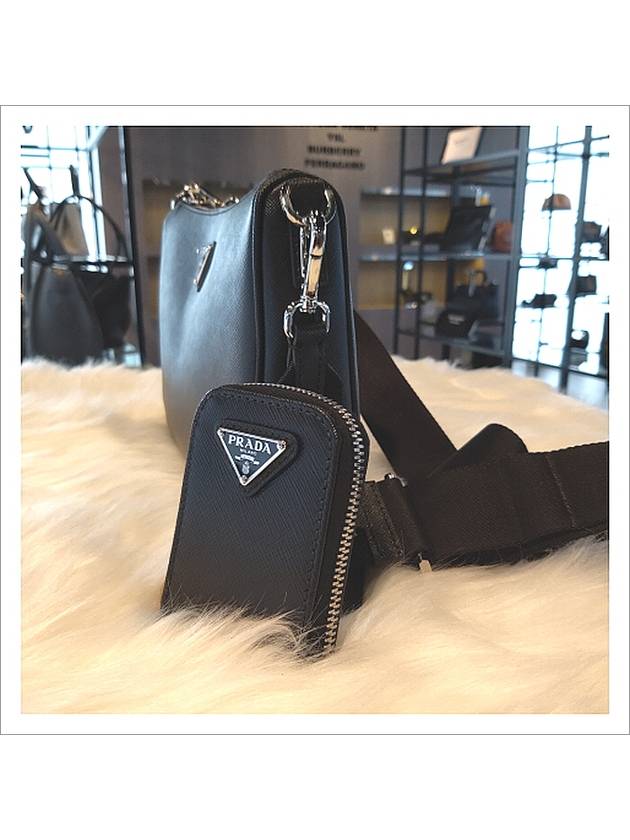 triangle logo leather shoulder bag black - PRADA - BALAAN 5