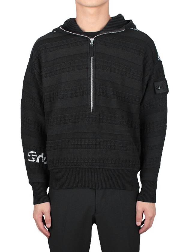 Shadow Knit Half Zipper Hoodie Navy - STONE ISLAND - BALAAN 3