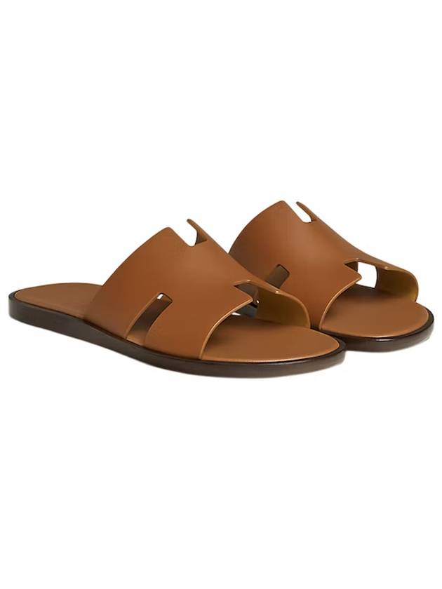 Men's Izmir Sandals Calfskin Classic Gold Brown - HERMES - BALAAN 7