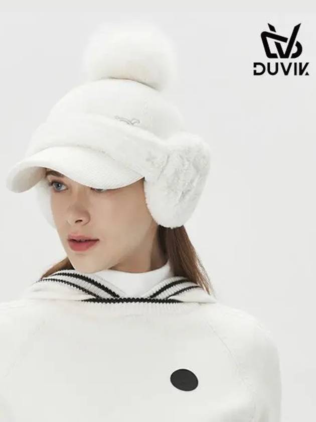 Women s Fake Fur Corduroy Ear shaped Hat DE4WAP782WH - DUVIK - BALAAN 3