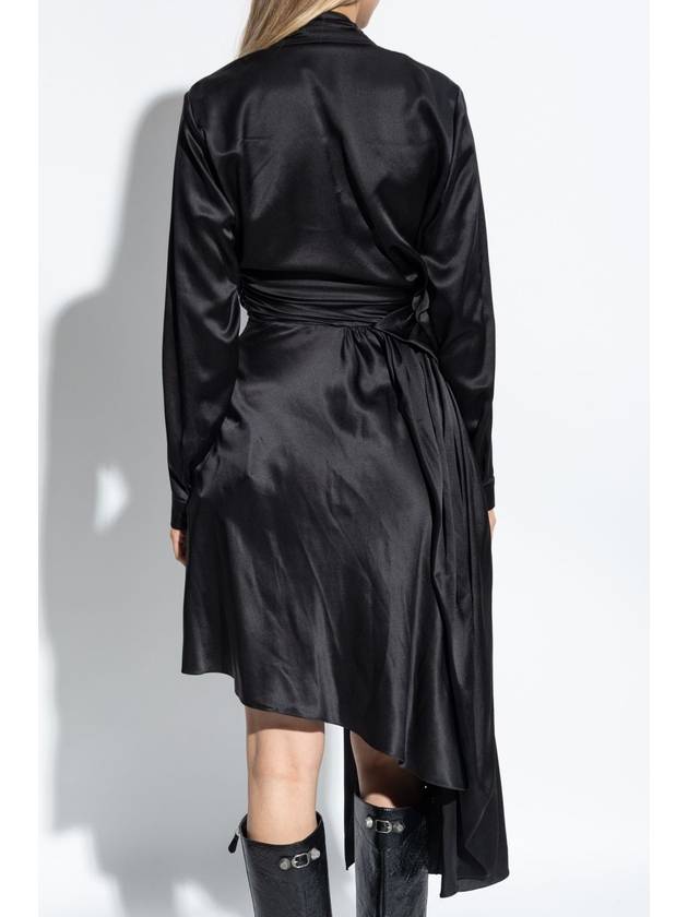 Balenciaga Asymmetrically Cut Silk Dress, Women's, Black - BALENCIAGA - BALAAN 4