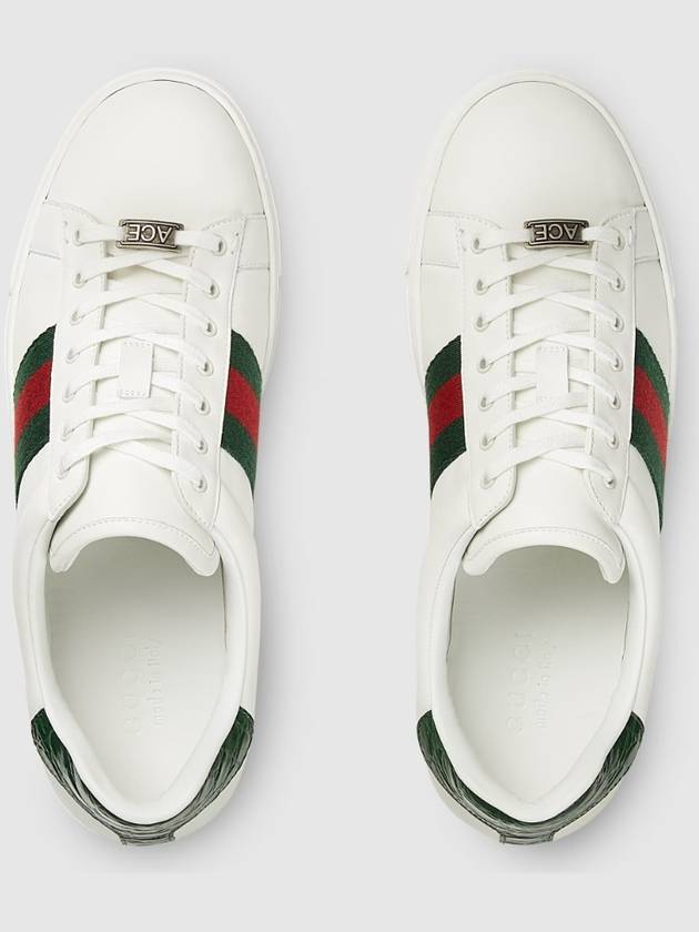 Ace Web Leather Low Top Sneakers White - GUCCI - BALAAN 5