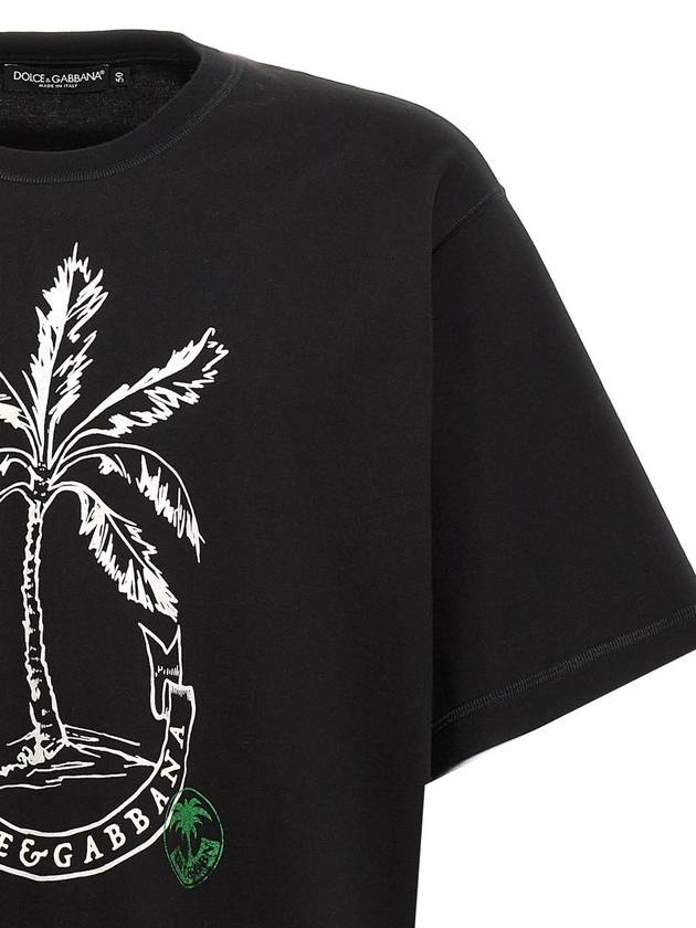 Palm Logo Print Cotton T-Shirt G8PN9TG7K1V - DOLCE&GABBANA - BALAAN 4