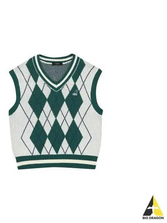 Women s Argyle Knit Vest 1877 Green - KANGOL - BALAAN 1