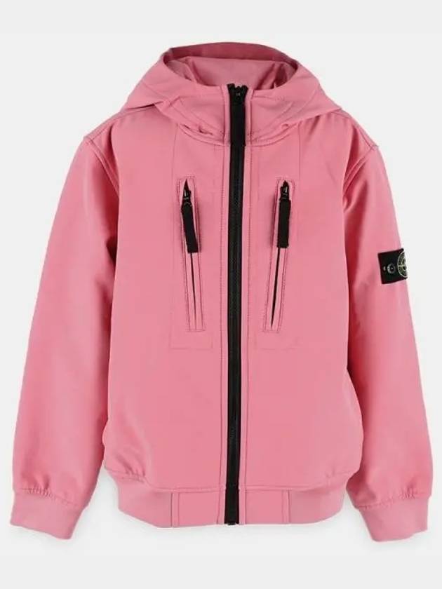 Kids Wappen Patch Soft Shell Zip Up Hoodie Pink - STONE ISLAND - BALAAN 2