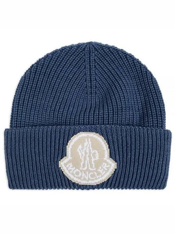 3B00019 M1282 71G Logo Patch Wool Beanie - MONCLER - BALAAN 1