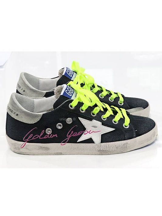 Superstar Canvas Lettering Low Top Sneakers Black - GOLDEN GOOSE - BALAAN.