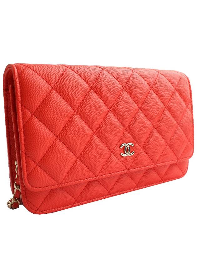 WOC Red Orange Caviar Silver Mini Cross 27th Division - CHANEL - BALAAN 2